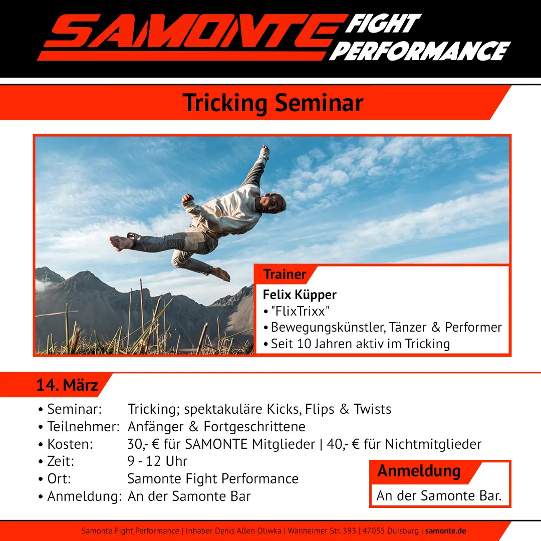 Samonte Seminar Tricking 14. März 2026